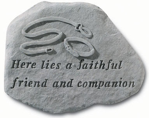 Cement pet memorial with - Here lies a Faithful Friend & Companion